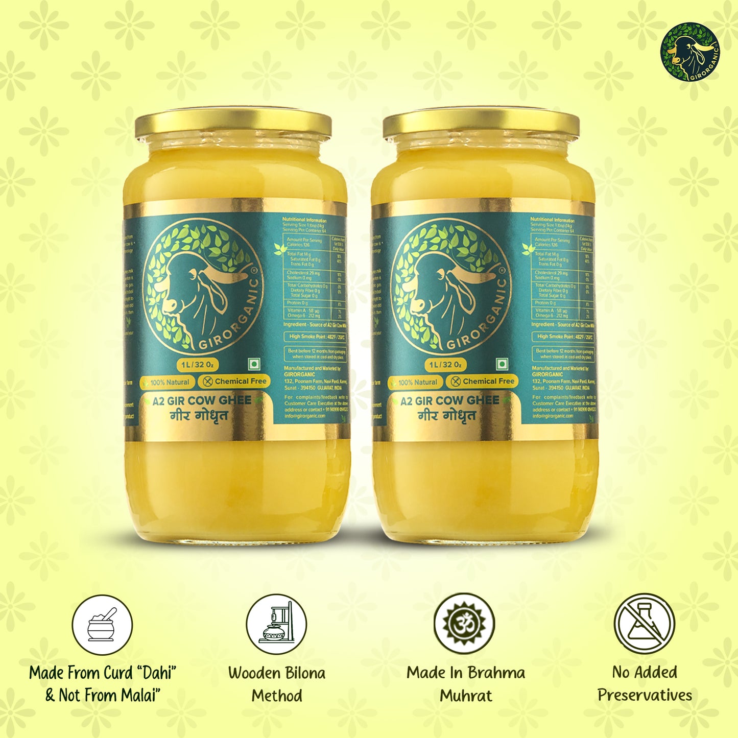 A2 Gir Cow Ghee 1ltr Combo Pack