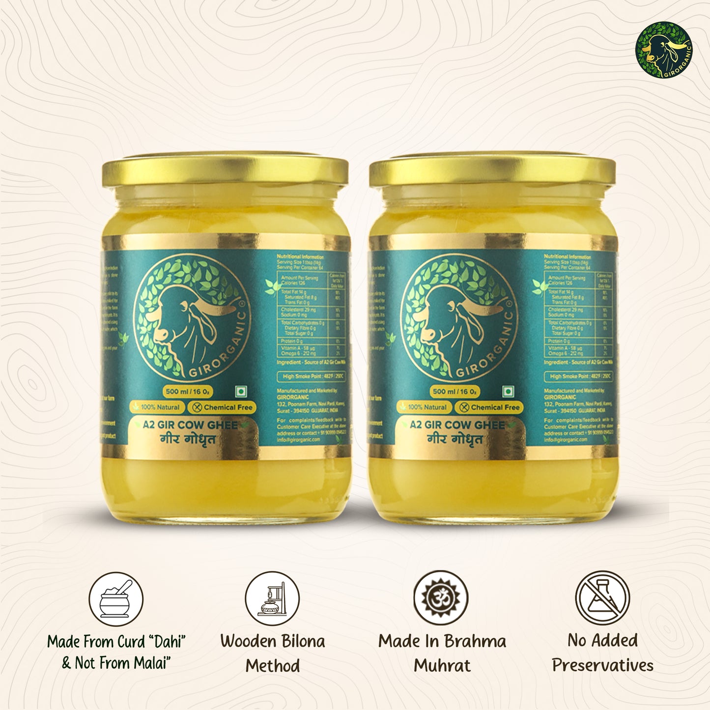A2 Gir Cow Ghee 500ml Combo Pack