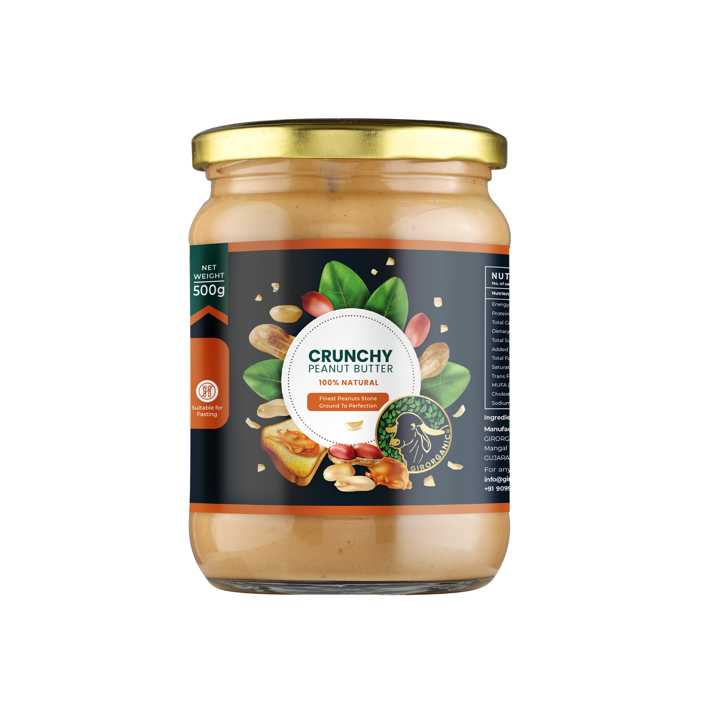 Crunchy Peanut Butter - 500 gram Stone Ground