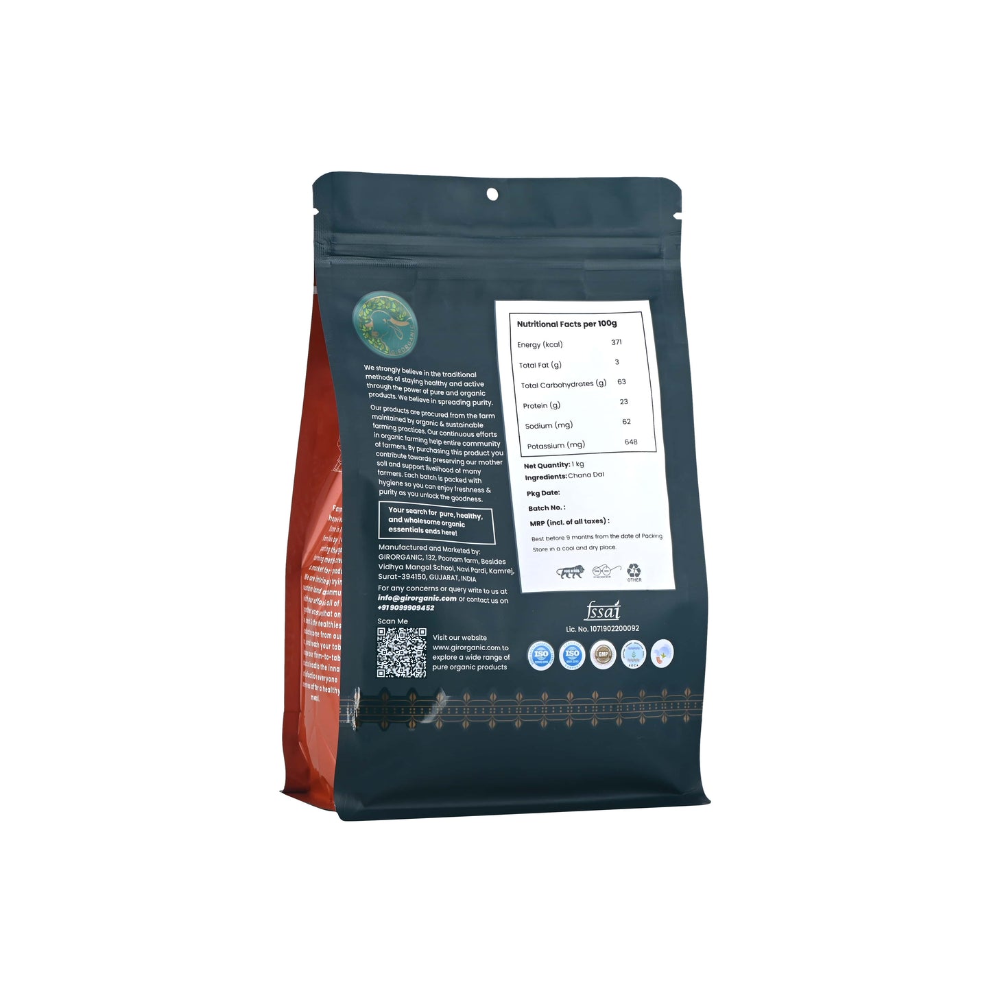 Organic Chana Dal - 1Kg Unpolished