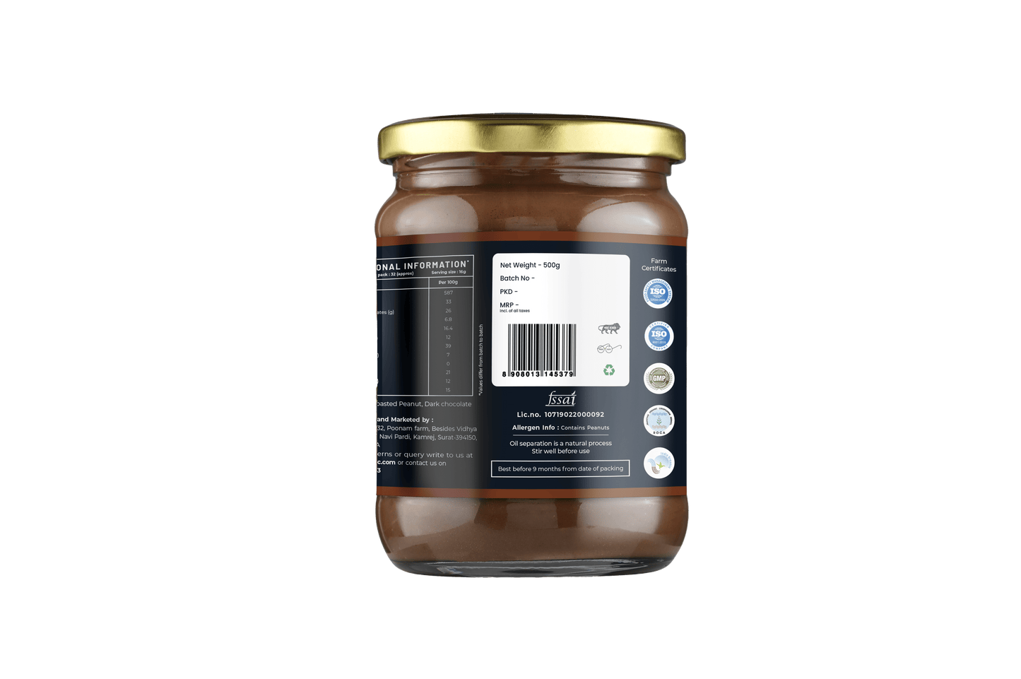 Chocolate Peanut Butter with Jaggery - 500 gram Stone Ground