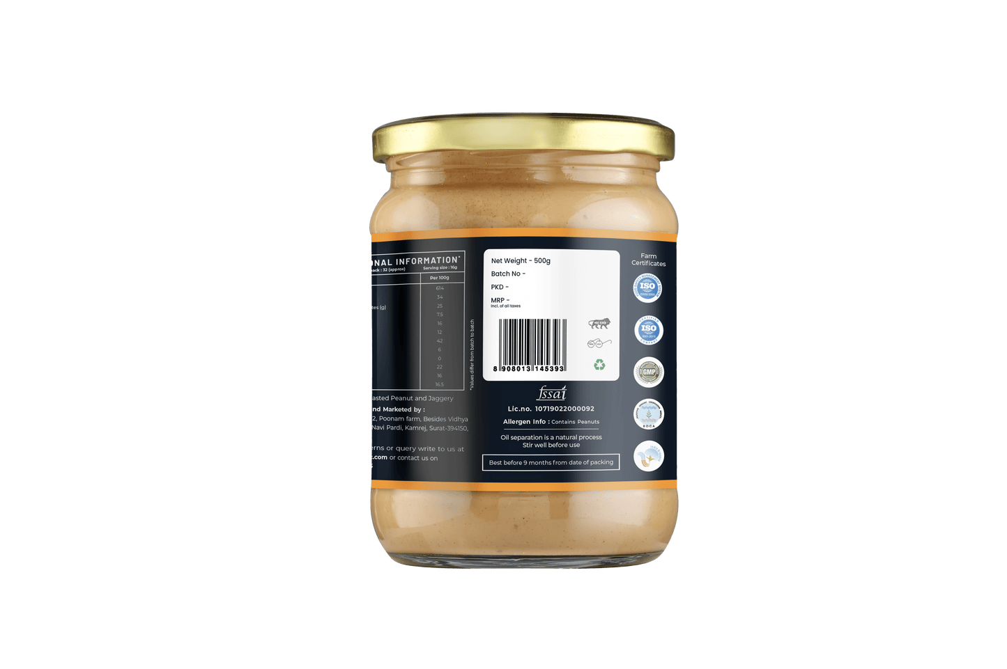 Creamy Peanut Butter with Jaggery - 500 gram Stone Ground