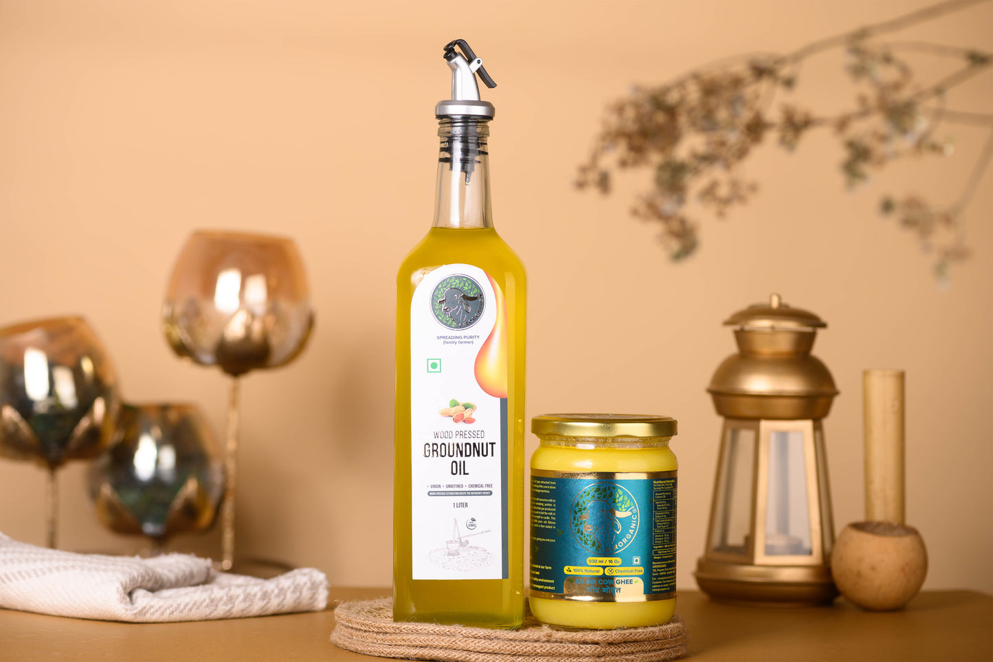 A2 Gir Cow Ghee (500 ml) + Wood-pressed Groundnut Oil (1ltr glass bottle)